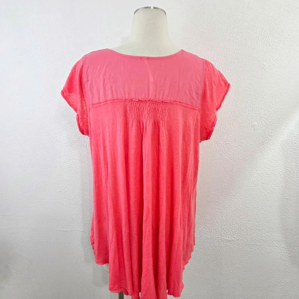Free People Highland button blouse azalea pink top tee women's size XS